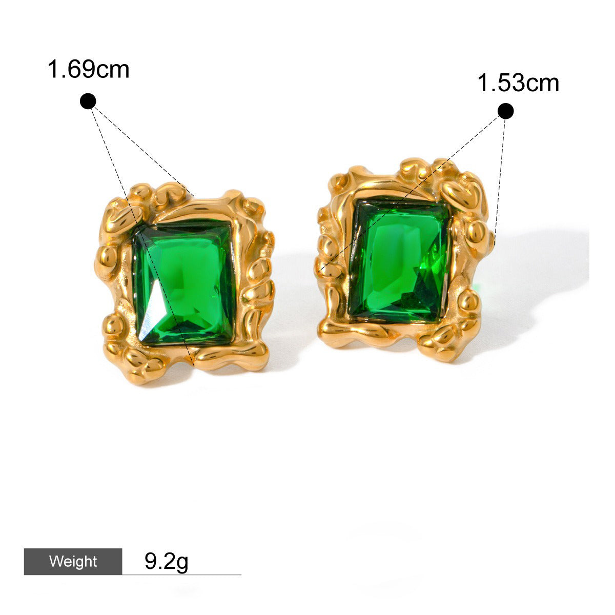 18K gold geometric/flower-shaped inlaid gemstone design light luxury noble earrings Vera Lux