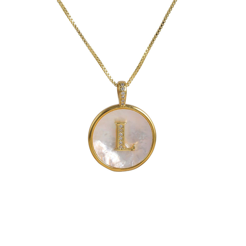Gold Shell Initial Pendant Charm Collection Vera Lux