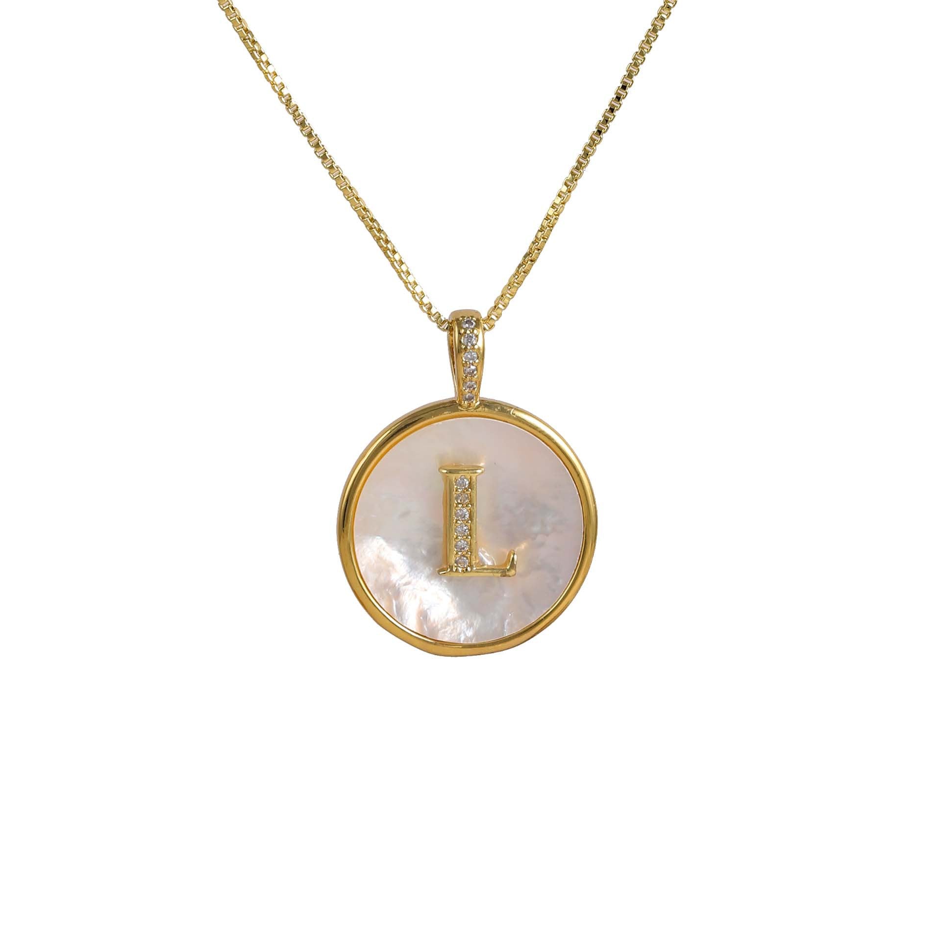Gold Shell Initial Pendant Charm Collection Vera Lux