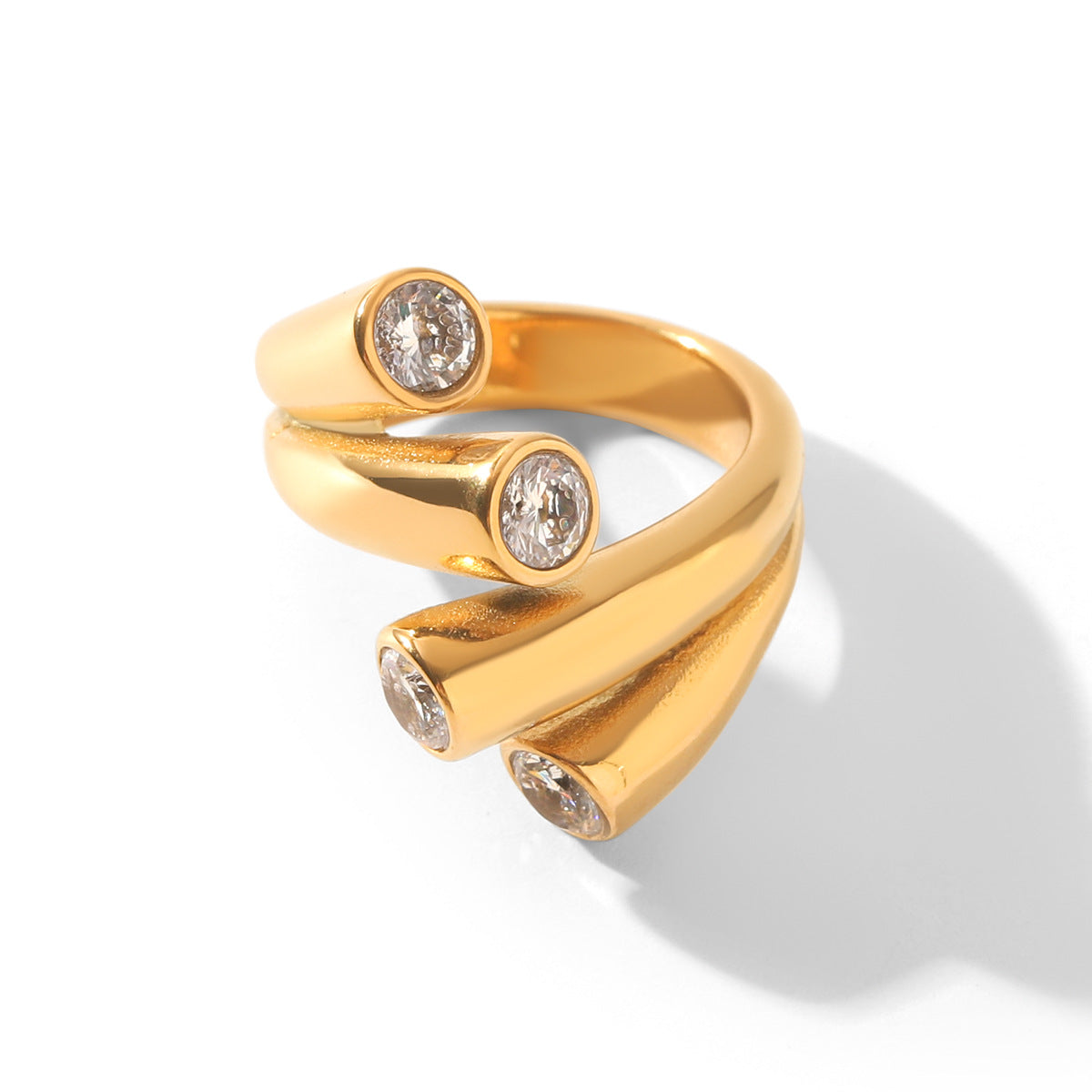 Colorfast Titanium Steel Stainless Steel Zircon Ring Vera Lux