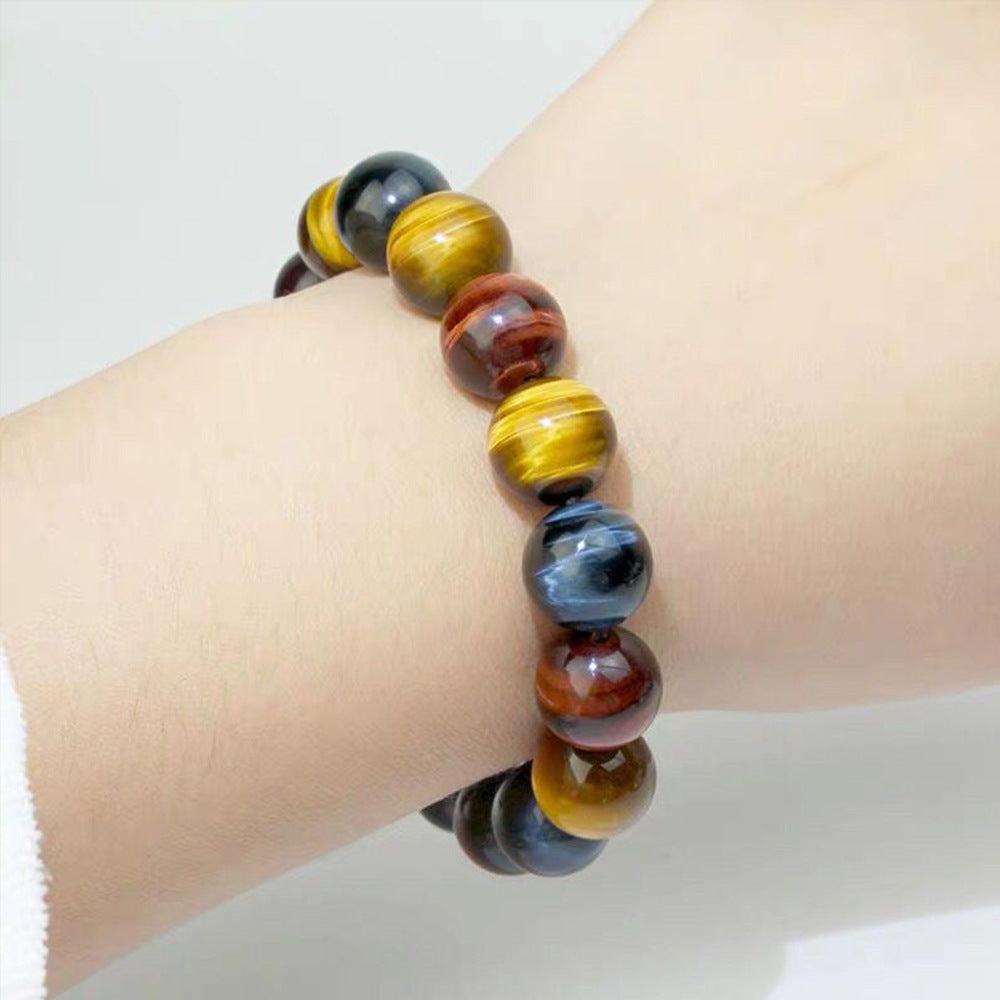 Natural Tricolor Tigers Eye Stone Beaded Bracelet Vera Lux