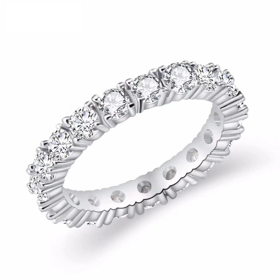 Full Diamond Micro-Set Knuckle Copper Ring With White Gold Plating Womens Vera Lux