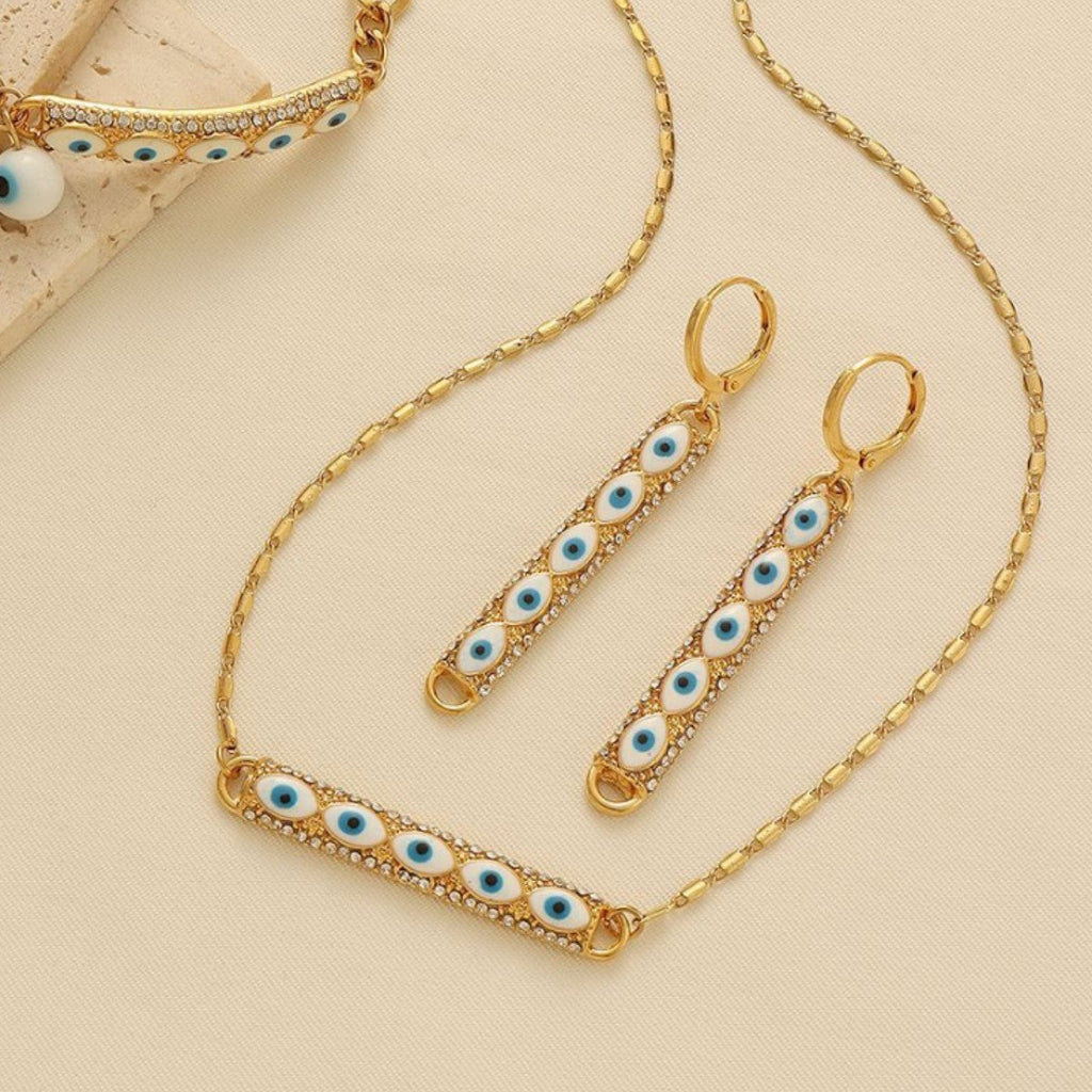 Middle Eastern Evil Eye Necklace, Bracelet and Earring Set Vera Lux