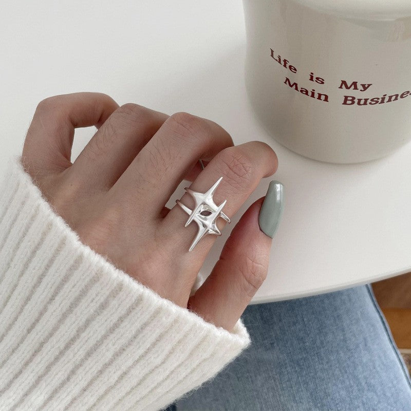 925 Sterling Silver Irregular Stackable Rings For Women, Minimalist INS Style Plain Band, Non-Tarnish Versatile Finger Jewelry For Daily Wear Vera Lux