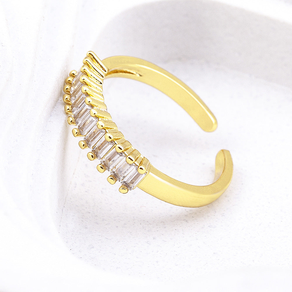 Zircon Geometric Open Ring For Women Vera Lux