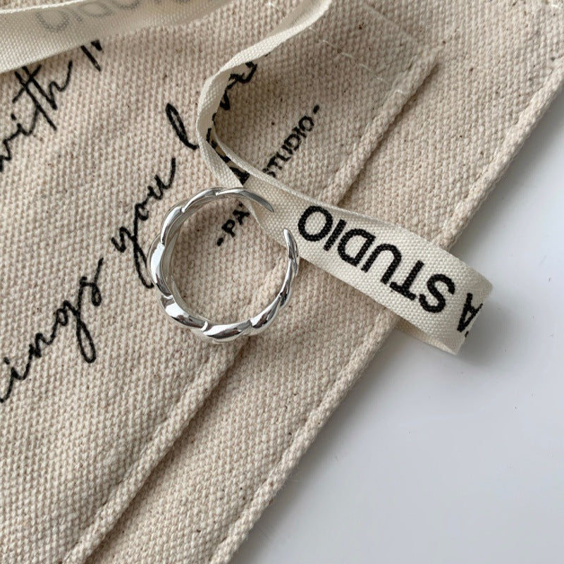 Korean Style Irregular Plain Band Ring For Women, INS Niche Design, Anti-Fade Adjustable Open Ring Vera Lux