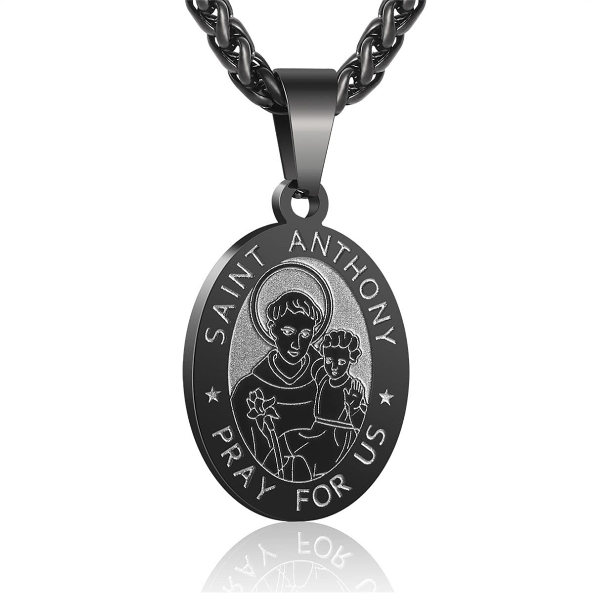 Double-Sided Portrait Medal Cross Stainless Steel Pendant Necklace For Men And Women Vera Lux
