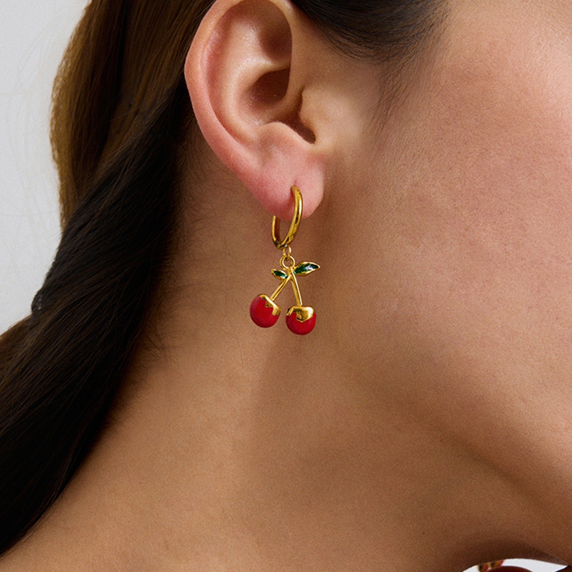 18K Gold Cherry Shaped Earrings with Exquisite and Unique Design Vera Lux