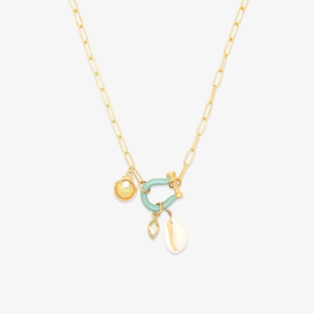 Horseshoe Shell Necklace Colorful Natural Stone Pendant Necklace Bracelet Vera Lux