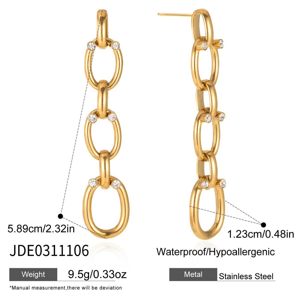 Rhinestone Chain Tassel Earrings Vera Lux