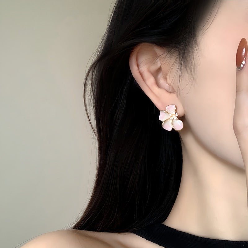 S925 Sterling Silver Needle Unique Drop-Glaze Flower Earrings For Women Vera Lux