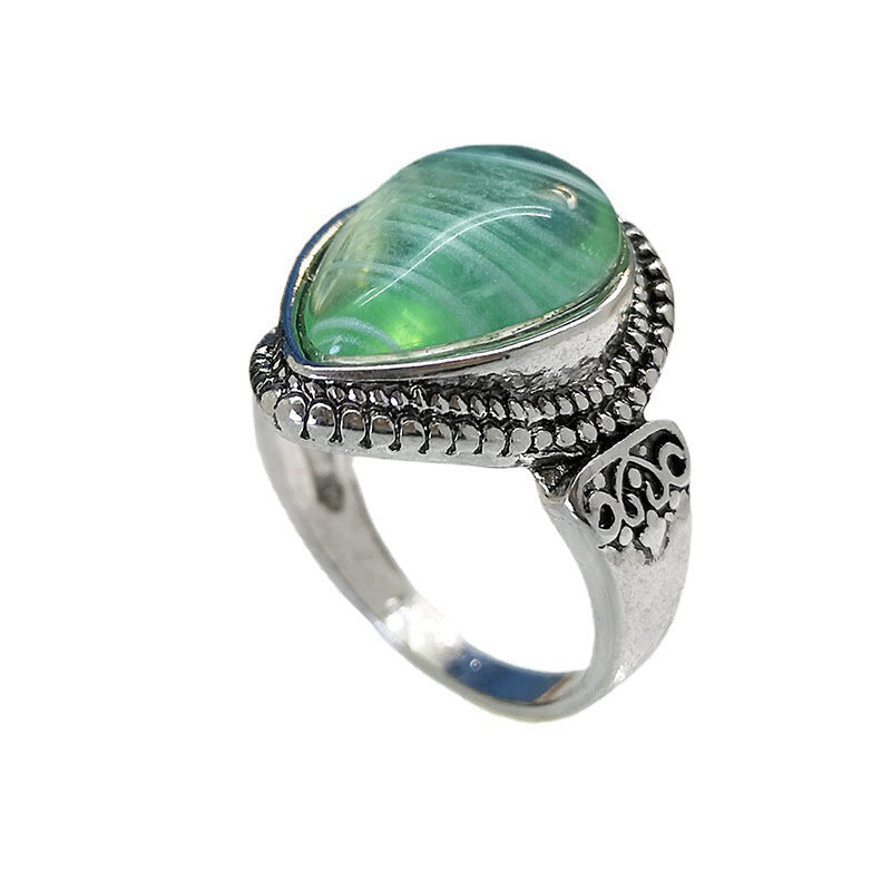Retro Minimalist Gemstone-Inlaid Womens Ring Vera Lux