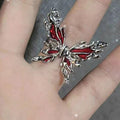 Gothic Cross Red Zircon Open Ring - Y2K Subculture Jewelry Vera Lux