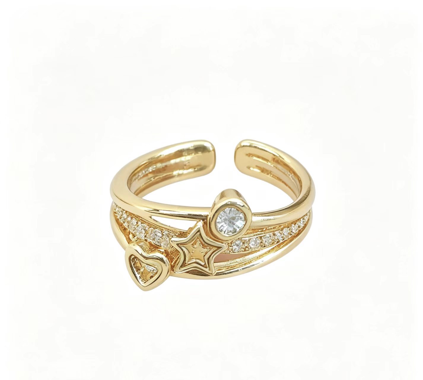 Womens Geometric Line And Polka-dot Diamond-studded Ring Vera Lux