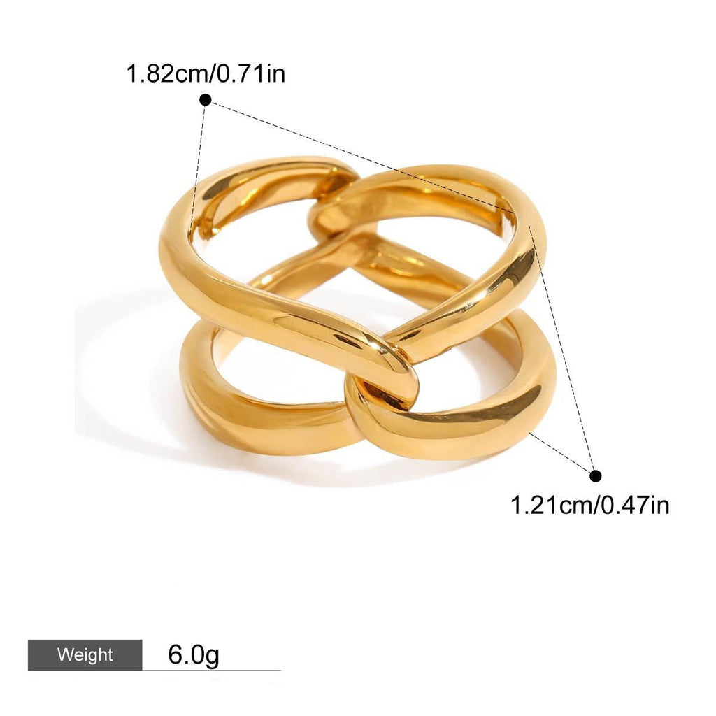 18K gold double-ring cross design simple and elegant ring Vera Lux