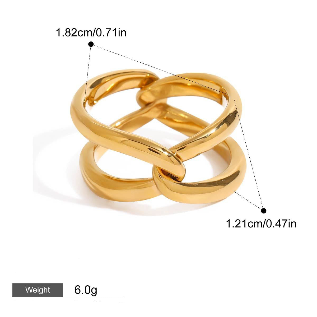 18K gold double-ring cross design simple and elegant ring Vera Lux