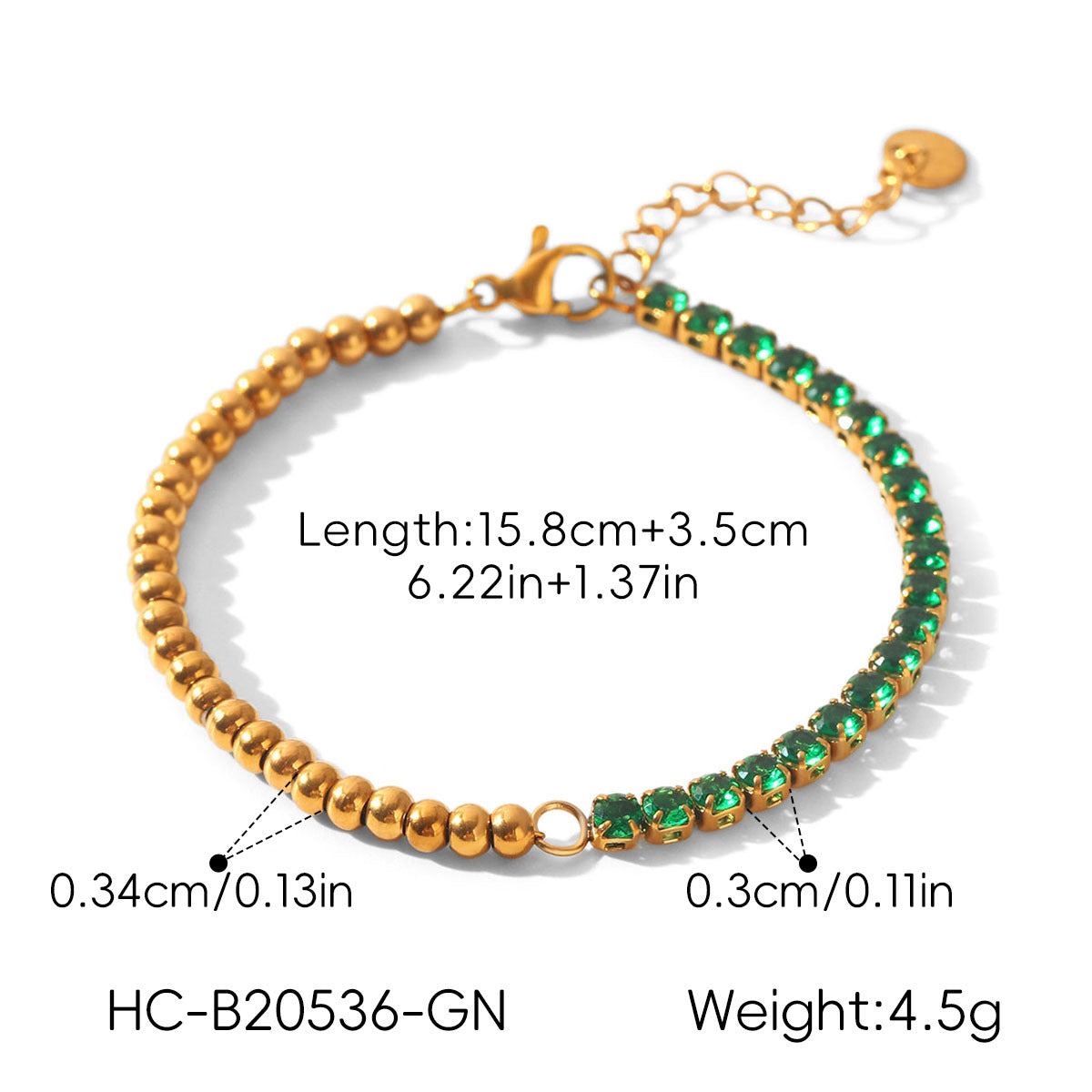 18k Gold-colored Stainless Steel Zircon Bracelet That Wont Fade Vera Lux