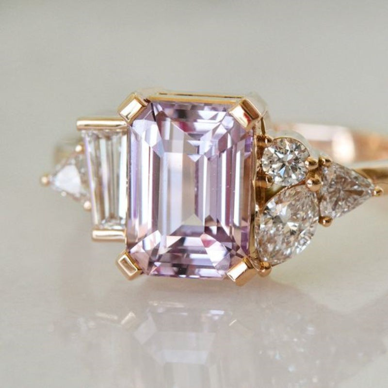New Diamond Two Tone Square Princess Ring Vera Lux