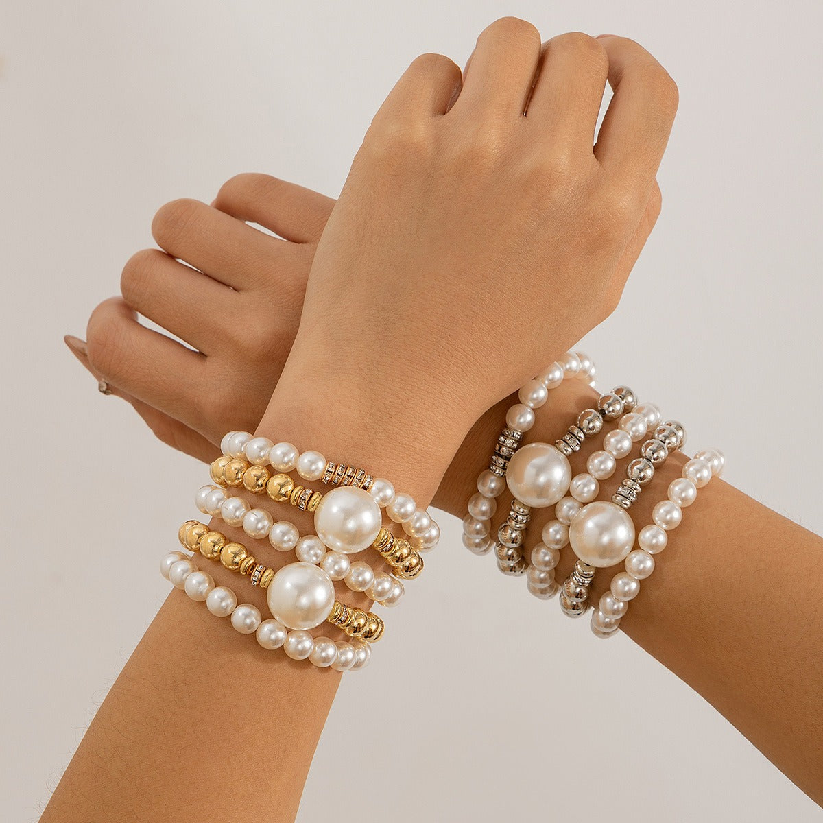 18k gold pearl stacking bracelet Vera Lux