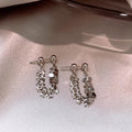 Elegant Lake Blue Teardrop CZ Drop Earrings For Women, Dainty Silver Tone Turquoise Crystal Tassel Earrings, Luxury Minimalist Bridal Jewelry Gift Vera Lux
