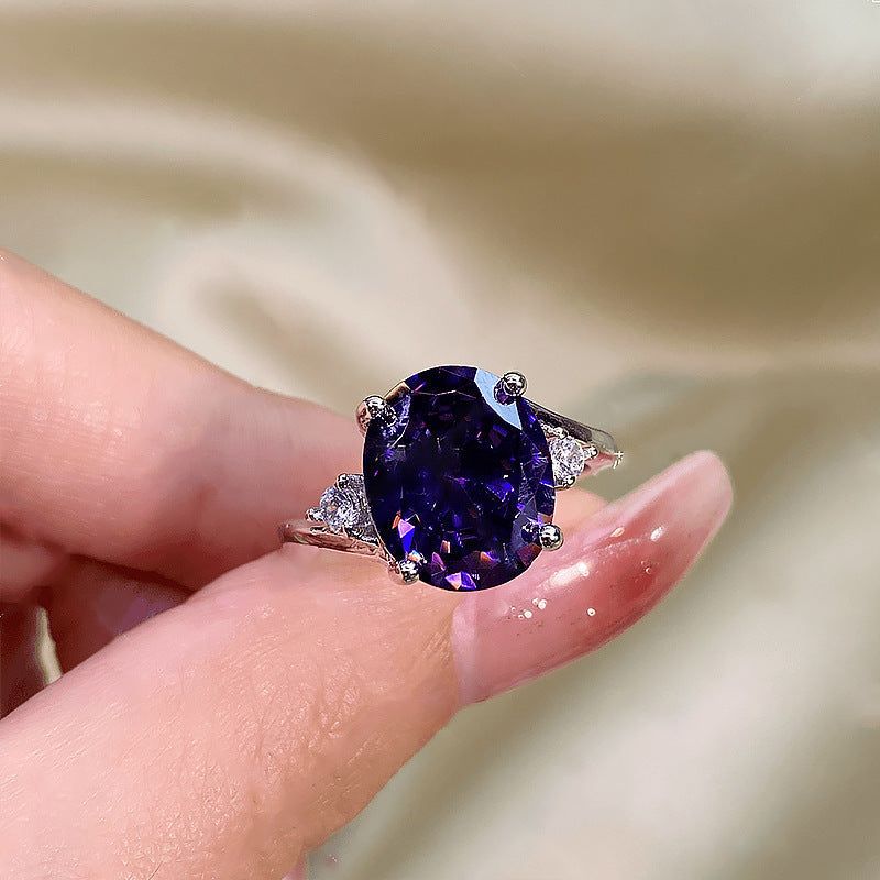 Large Carat Deep Purple Cubic Zirconia Ring, Retro Filigree Cocktail Ring, Elegant Bridal Jewelry For Her Vera Lux