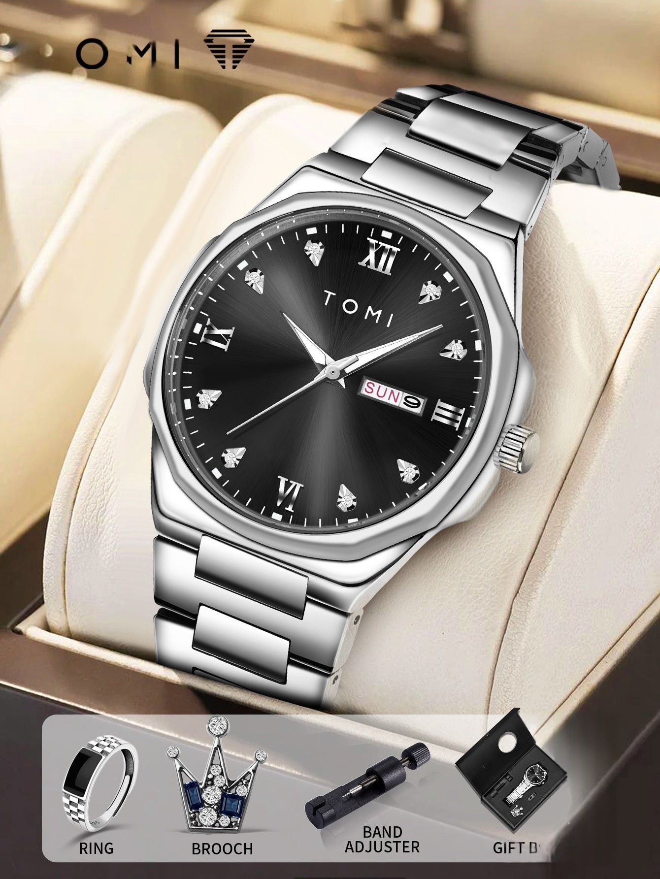 Simple Diamond Encrusted Quartz Watch Fashionable Vera Lux