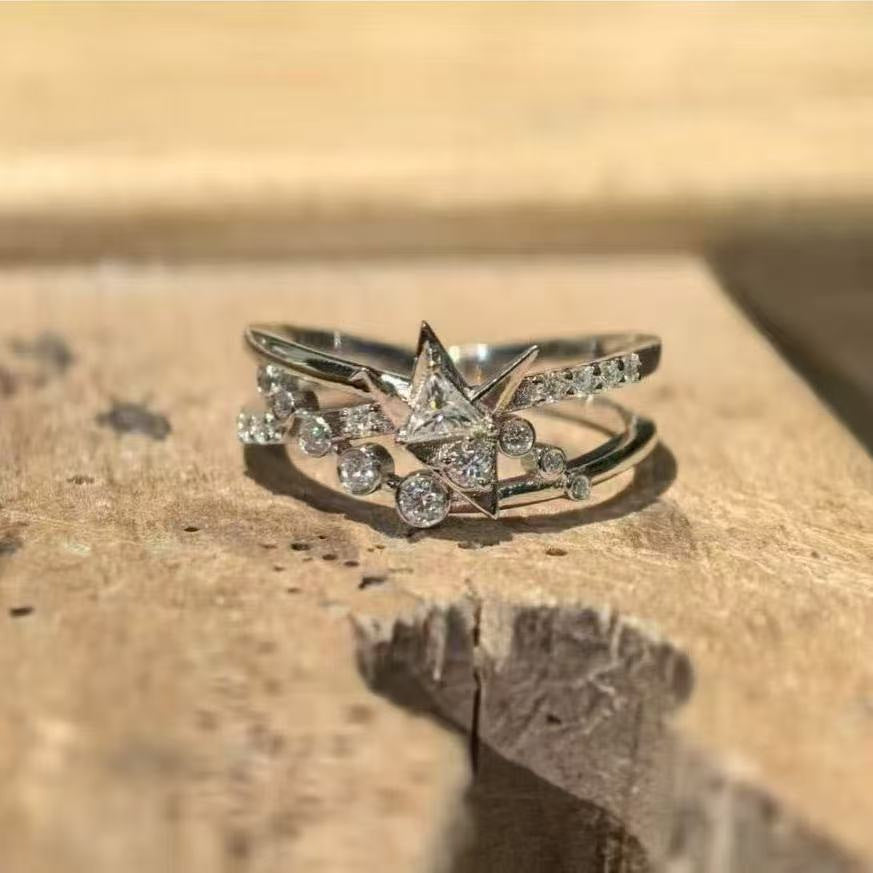 Celestial Star Open Ring, Elegant Light Luxury High-End Jewelry For Daily Wear Vera Lux