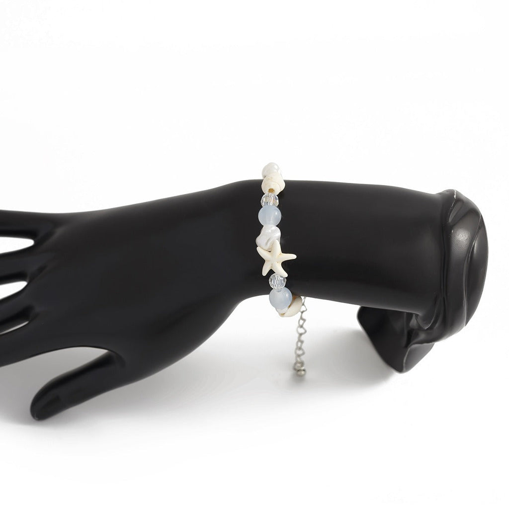 Ocean-style shell and starfish crystal beaded bracelet Vera Lux