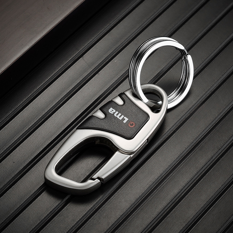 Double-ring keychain-black-carbon steel-9 * 3cm-1 piece Vera Lux