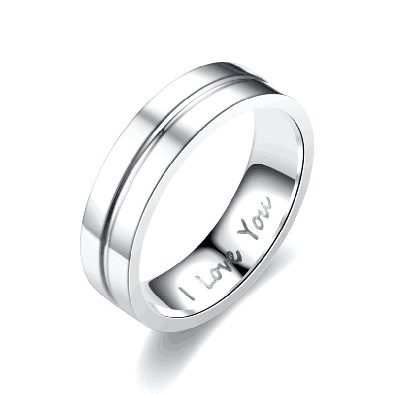 Titanium Steel Couple Ring I LOVE YOU Engagement Diamond-studded Ornament Vera Lux