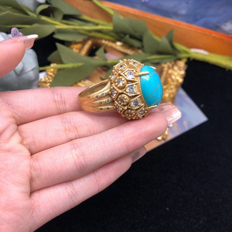 Retro Luxe Lapis Lazuli Turquoise Ring Vera Lux