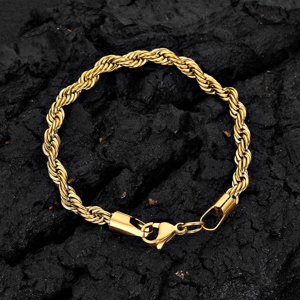 Euro-American Hip-hop Stainless Steel Necklace Twisted Chain Streetwear Titanium Steel Bracelet Vera Lux