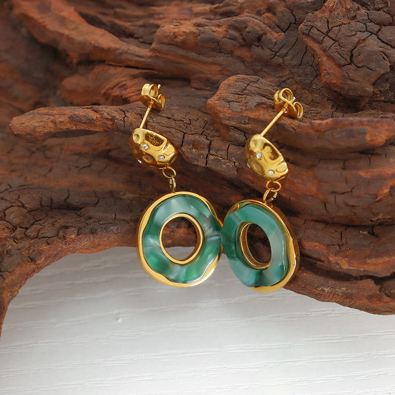 Chinese-style Imperial Court Inspired Versatile Emerald-zircon Earrings Vera Lux