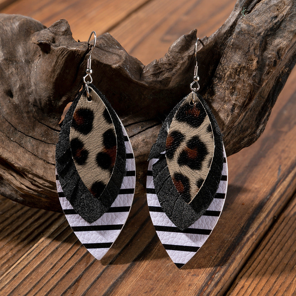 Fashionable Leather Multi-Layer Earrings In A Cartoon Style Vera Lux