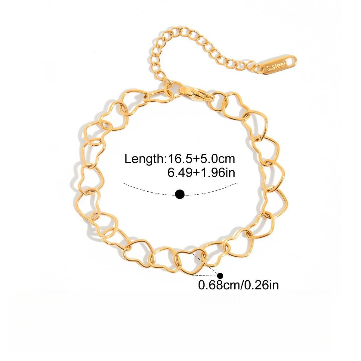 18K gold-plated, lightweight, and luxurious titanium steel bracelet with letter design. Vera Lux