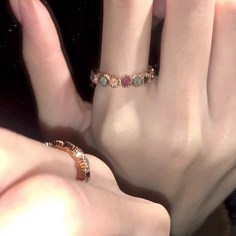 Rainbow Bead Ring For Women, Niche Design, Adjustable Opening Sweet  Cool Gentle Style Jewelry, High-End Finger Ring Vera Lux