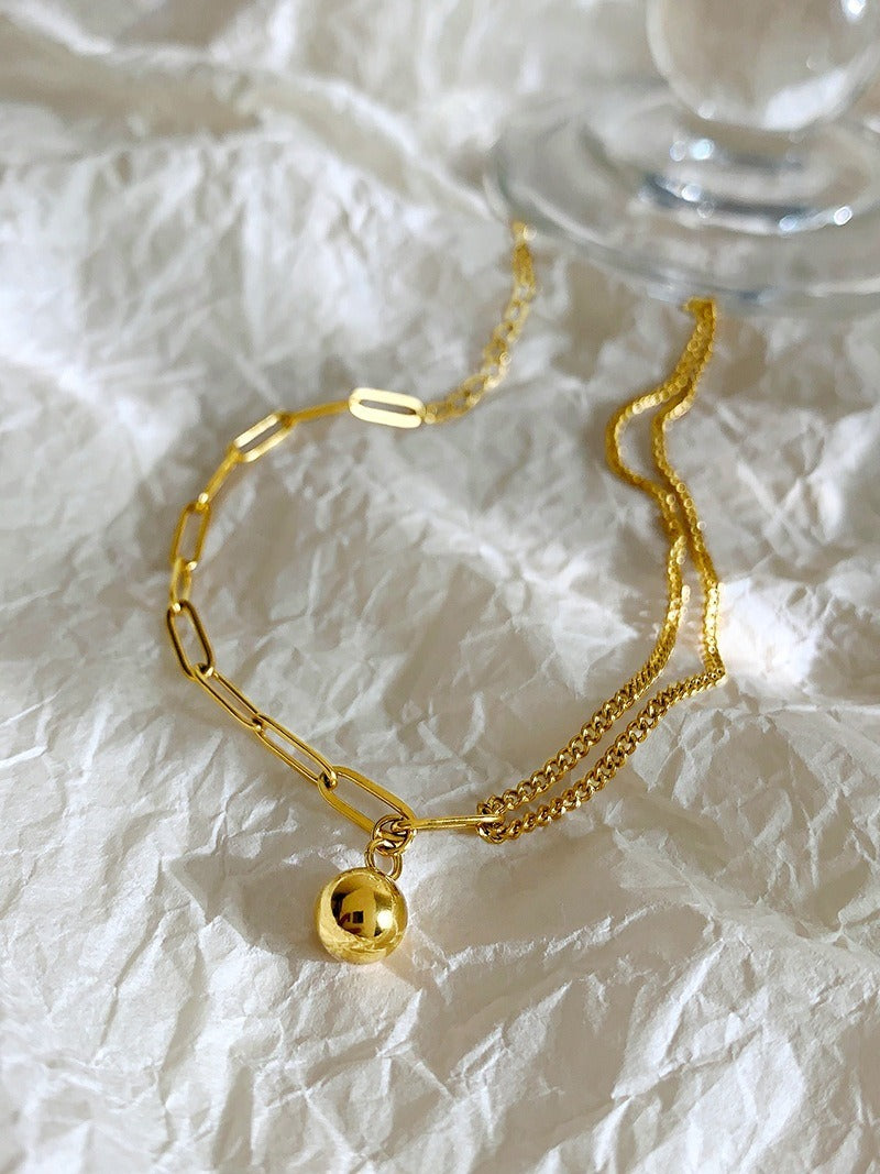 Light luxury 18k gold small gold ball titanium steel anklet Vera Lux