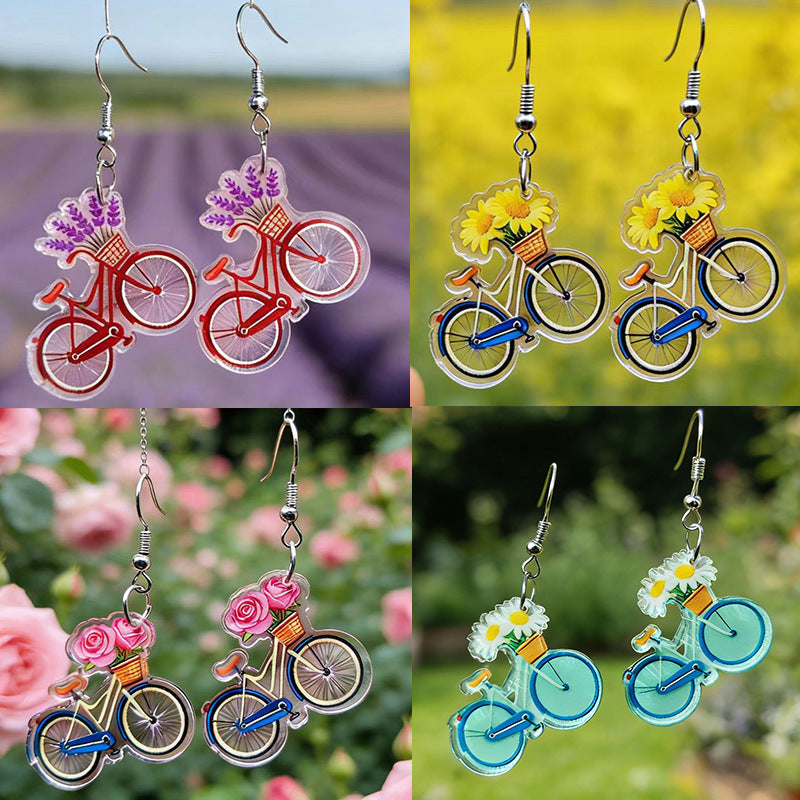 New Rose Sunflower Tulip Bicycle Earrings Vera Lux