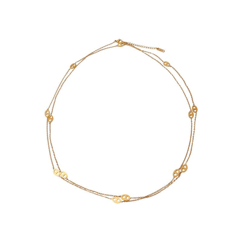 18K gold lightweight luxury pig nose necklace Vera Lux