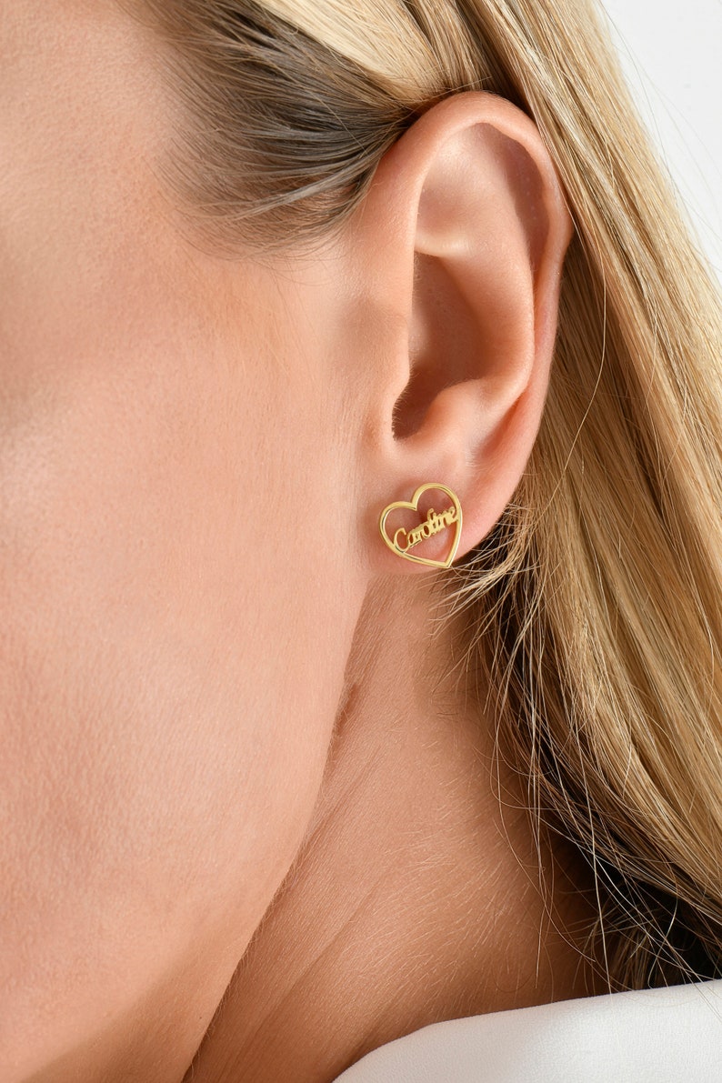 Custom Engraved Script Name Stud Earrings Vera Lux