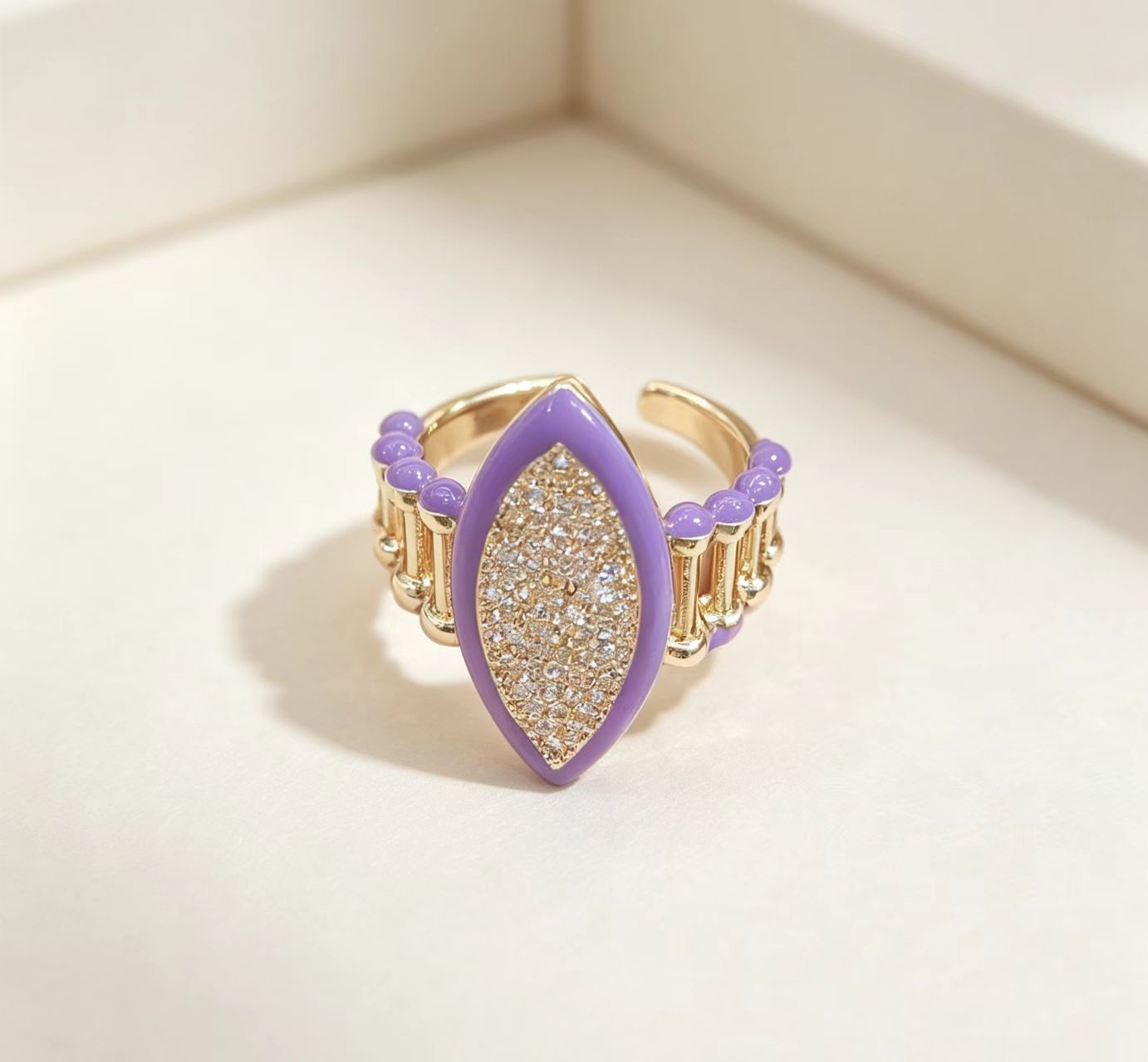 Water-drop Diamond-studded Open Ring Vera Lux