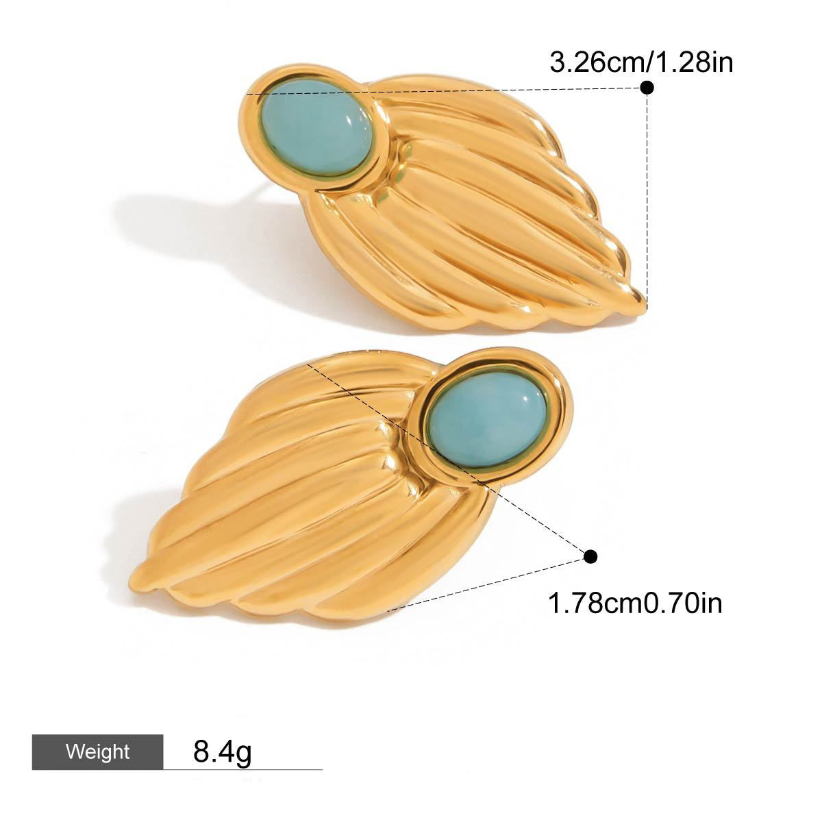 18K gold geometric inlaid gemstone design exquisite noble earrings Vera Lux