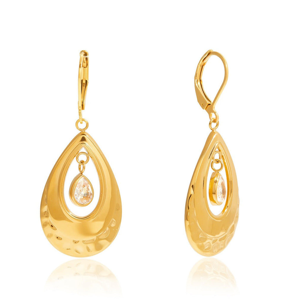 18K gold lightweight luxury high-end teardrop zircon hoop earrings Vera Lux