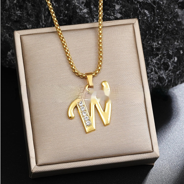 26 Diamond-Encrusted English Alphabet Necklaces Vera Lux