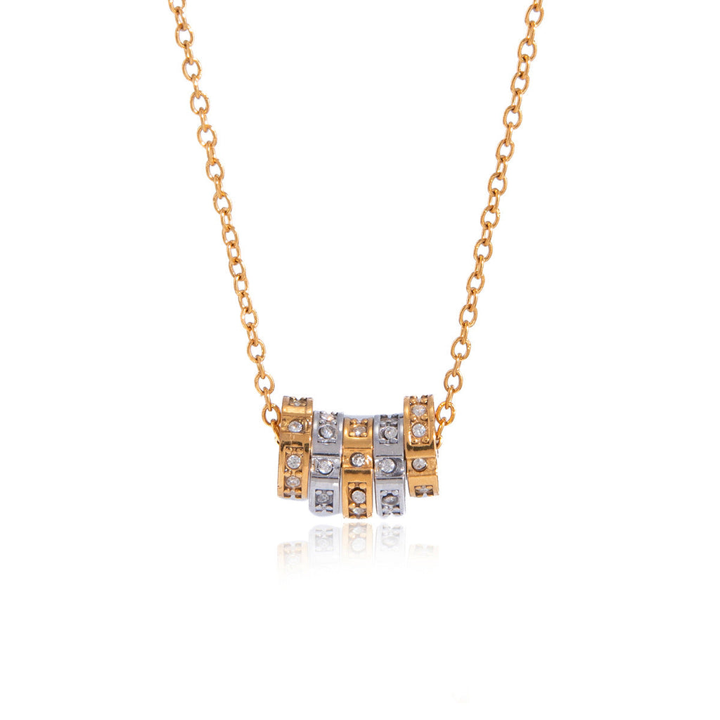 Stainless Steel Zircon Spinner Necklace Collection Vera Lux