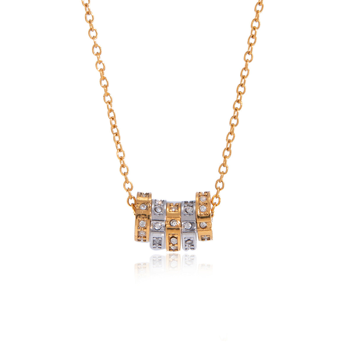Stainless Steel Zircon Spinner Necklace Collection Vera Lux