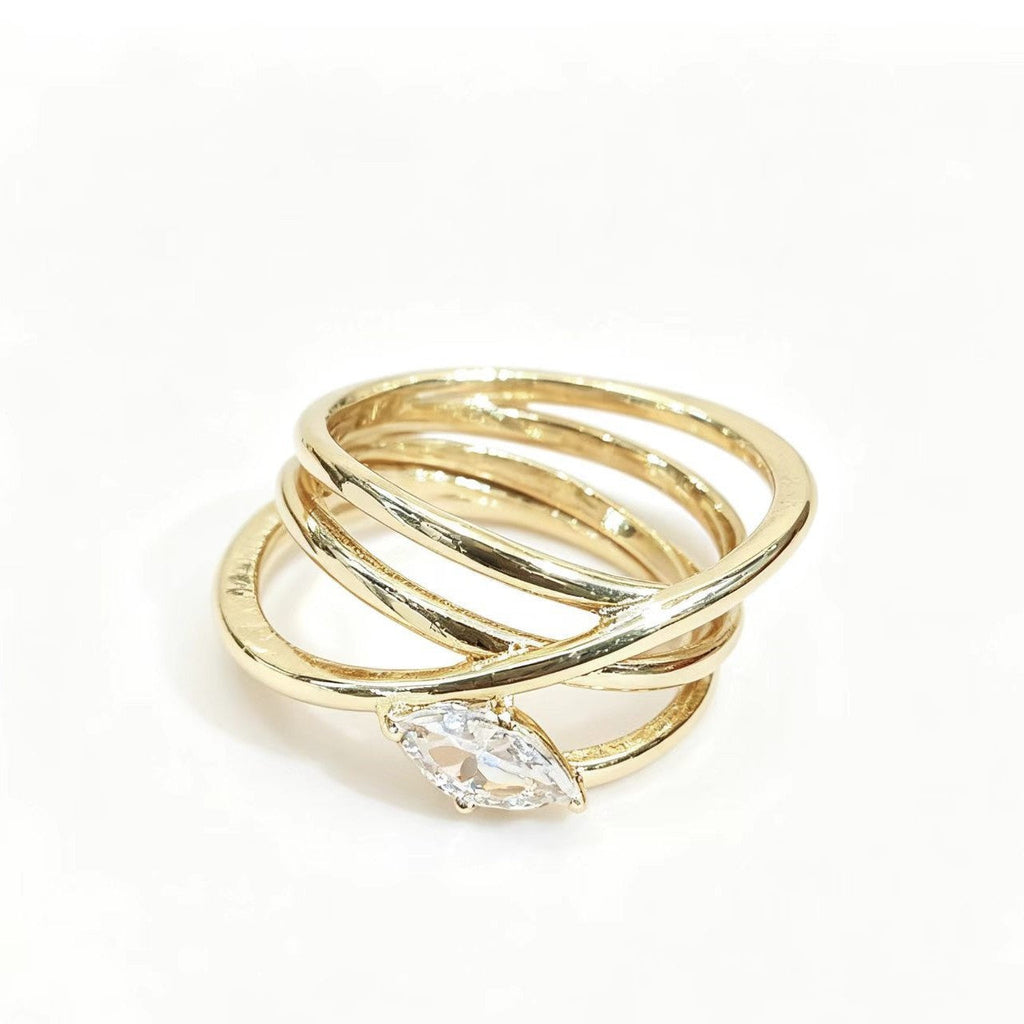 Womens Accessory Large Water-drop-shaped Sparkling Zircon Ring Vera Lux