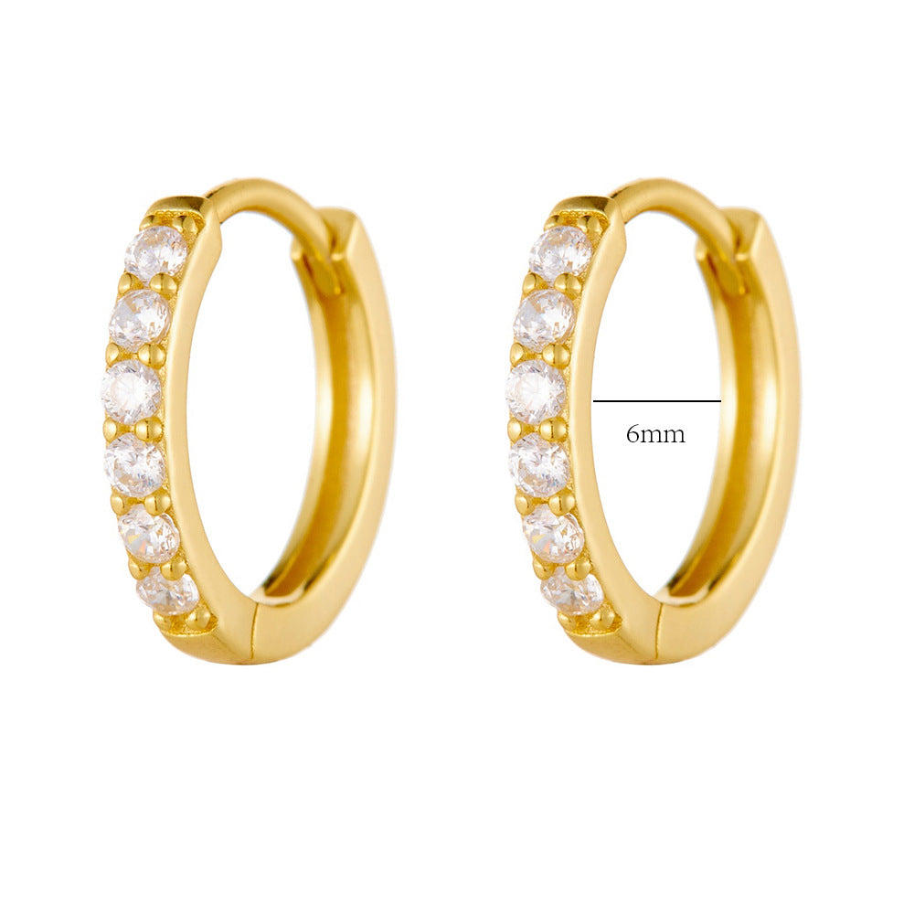 S925 Sterling Silver Ear Clips Inlaid With Zirconia Basic Round Earrings Vera Lux