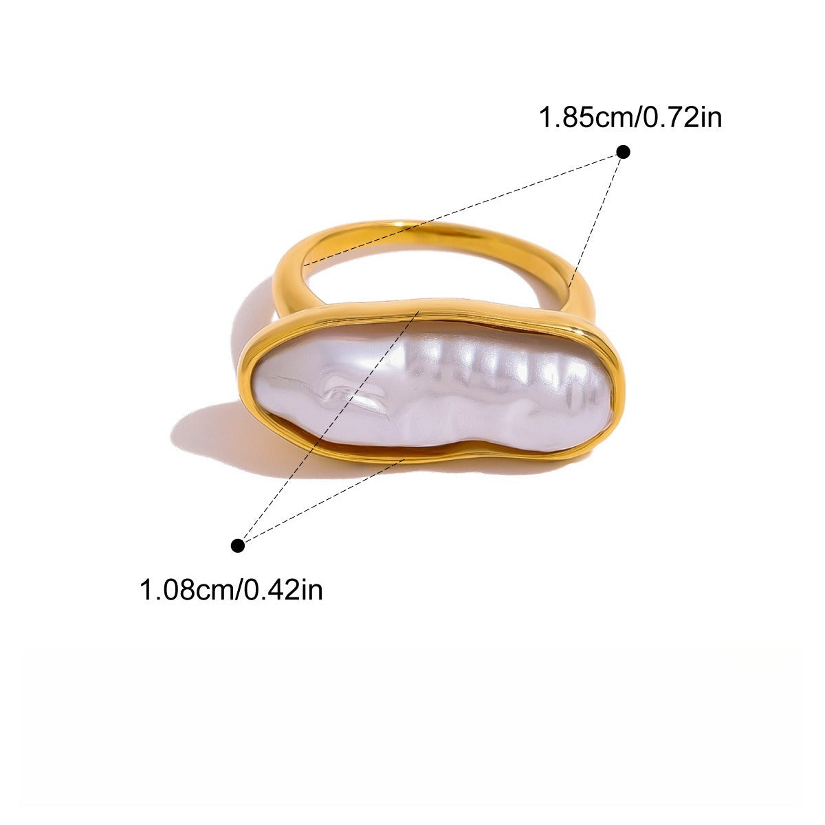 18K Gold Pearl Titanium Steel Ring Vera Lux