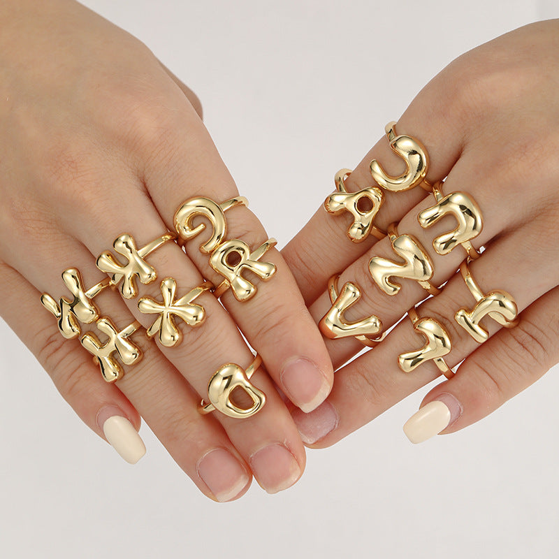 Adjustable English Letter Ring With Adjustable Opening Vera Lux